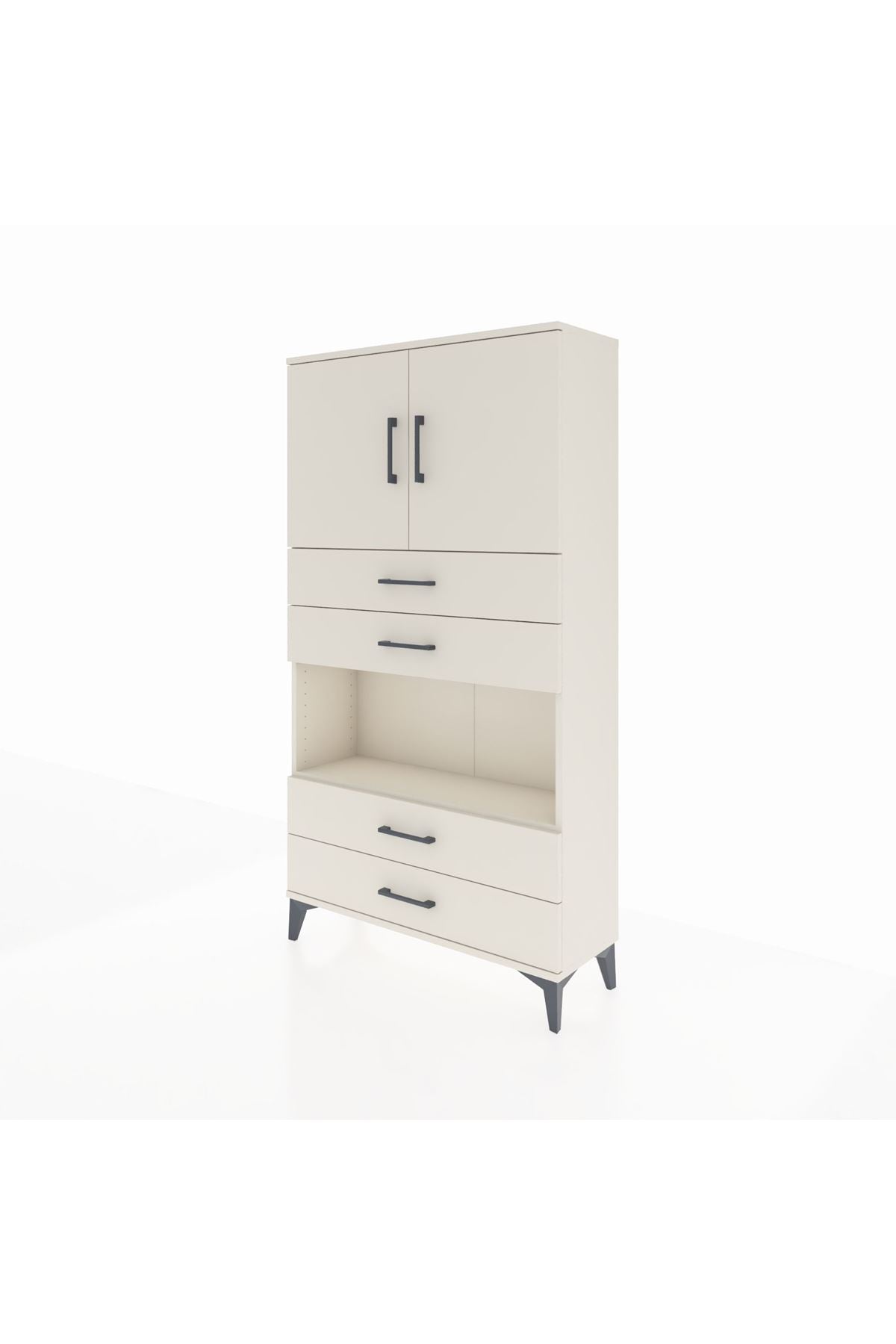 Arges Dolap 3 Raflı 4 Çekmeceli 2 Kapaklı 88x30x163 Aytaşı-Aytaşı