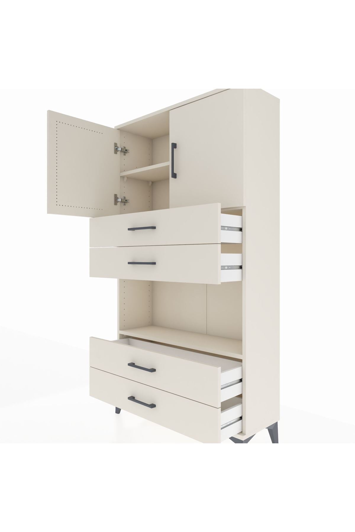 Arges Dolap 3 Raflı 4 Çekmeceli 2 Kapaklı 88x30x163 Aytaşı-Aytaşı