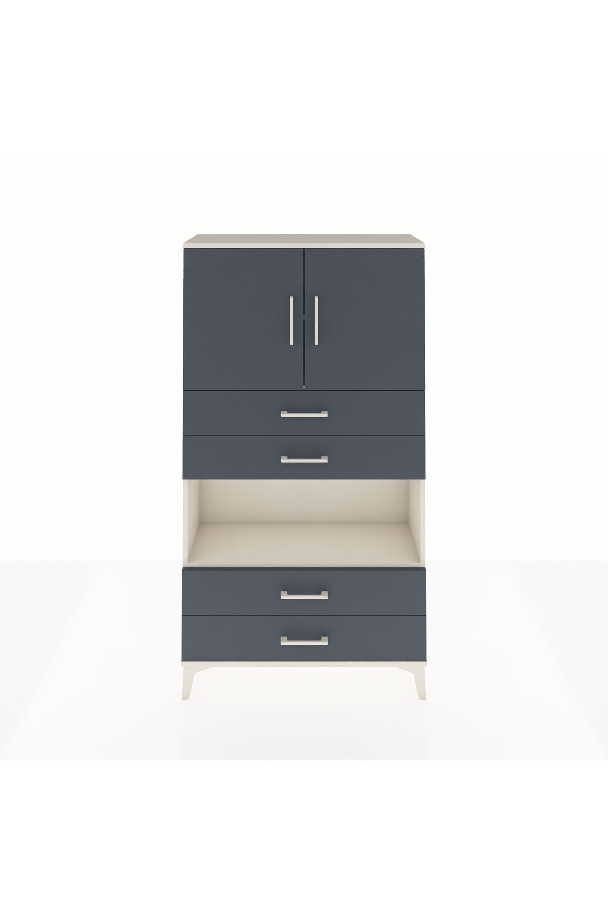 Arges Dolap 3 Raflı 4 Çekmeceli 2 Kapaklı 88x30x163 Aytaşı-Antrasit