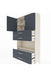 Arges Dolap 3 Raflı 4 Çekmeceli 2 Kapaklı 88x30x163 Aytaşı-Antrasit