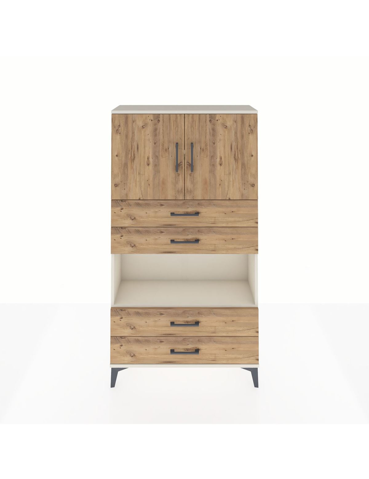 Arges Dolap 3 Raflı 4 Çekmeceli 2 Kapaklı 88x30x163 Aytaşı-Çam