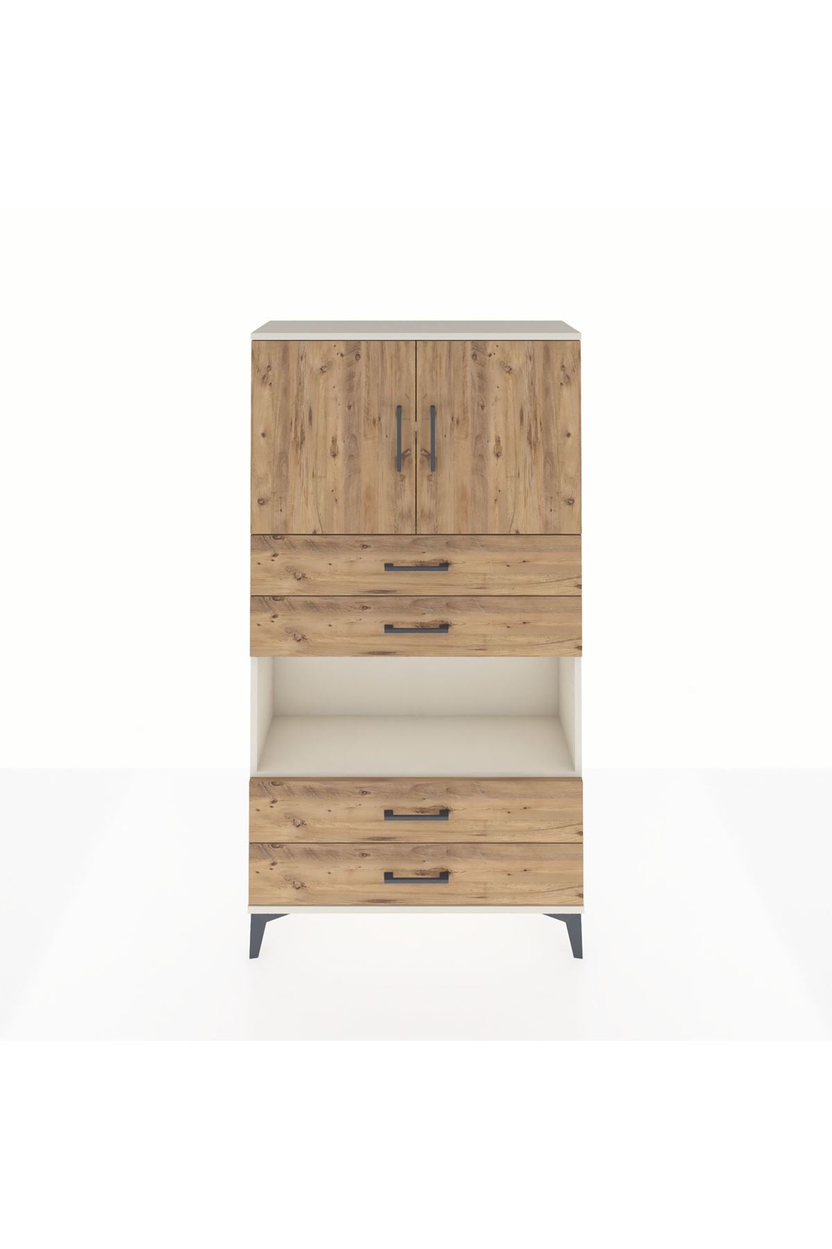 Arges Dolap 3 Raflı 4 Çekmeceli 2 Kapaklı 88x30x163 Aytaşı-Çam