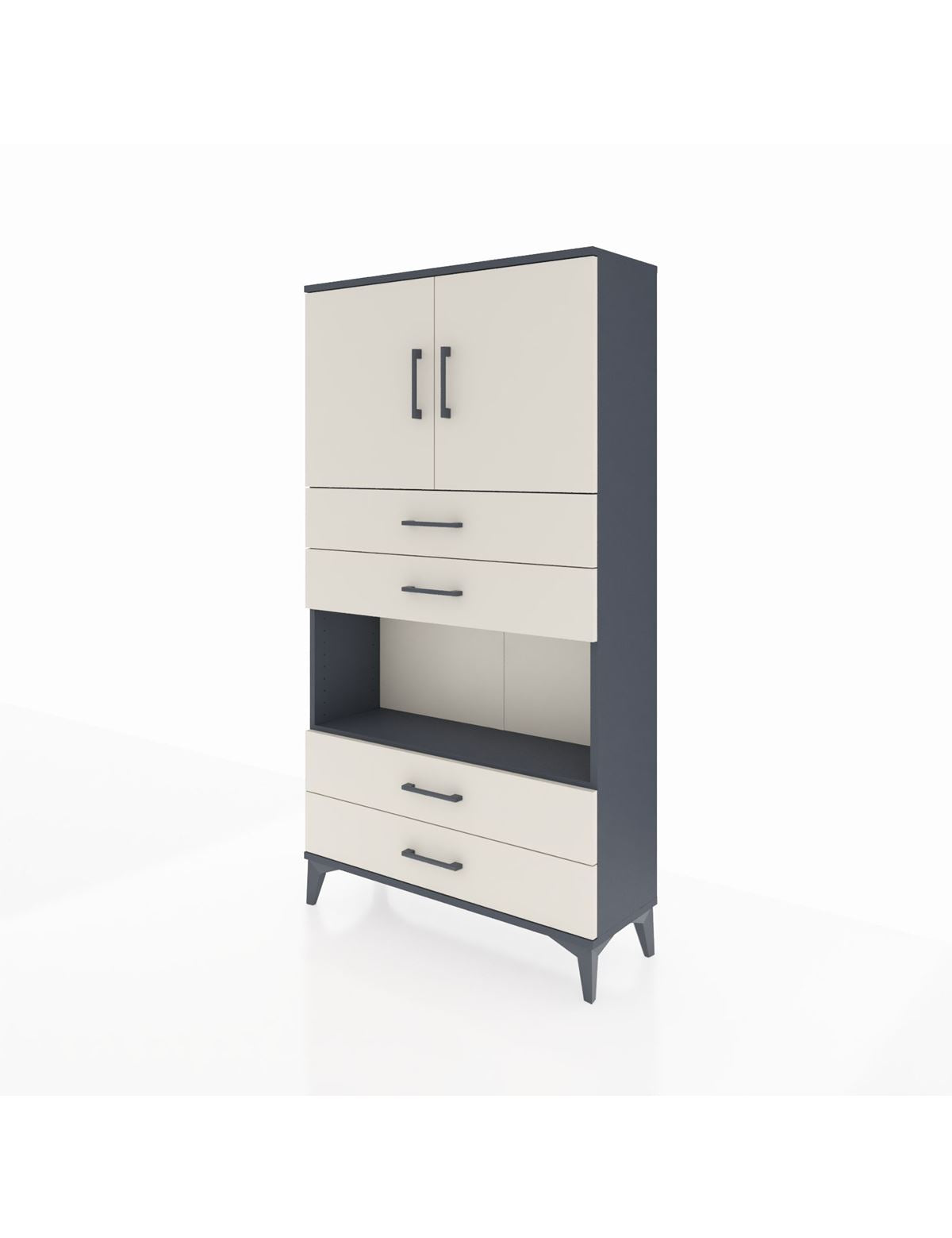 Arges Dolap 3 Raflı 4 Çekmeceli 2 Kapaklı 88x30x163 - S21M099V4A