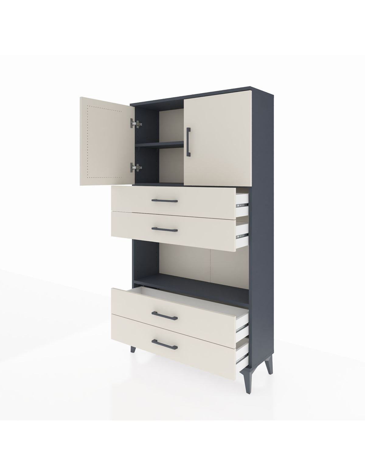 Arges Dolap 3 Raflı 4 Çekmeceli 2 Kapaklı 88x30x163 - S21M099V4A