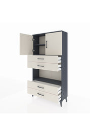 Arges Dolap 3 Raflı 4 Çekmeceli 2 Kapaklı 88x30x163 Antrasit-Aytaşı