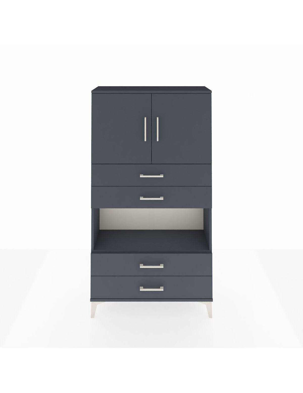 Arges Dolap 3 Raflı 4 Çekmeceli 2 Kapaklı 88x30x163 Antrasit-Antrasit