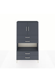 Arges Dolap 3 Raflı 4 Çekmeceli 2 Kapaklı 88x30x163 Antrasit-Antrasit