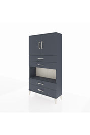 Arges Dolap 3 Raflı 4 Çekmeceli 2 Kapaklı 88x30x163 Antrasit-Antrasit