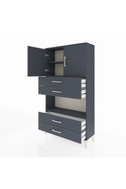 Arges Dolap 3 Raflı 4 Çekmeceli 2 Kapaklı 88x30x163 Antrasit-Antrasit