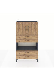 Arges Dolap 3 Raflı 4 Çekmeceli 2 Kapaklı 88x30x163 Antrasit-Çam