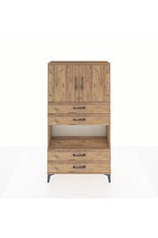 Arges Dolap 3 Raflı 4 Çekmeceli 2 Kapaklı 88x30x163 Çam-Çam