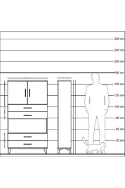 Arges Dolap 3 Raflı 4 Çekmeceli 2 Kapaklı 88x30x163 Çam-Çam