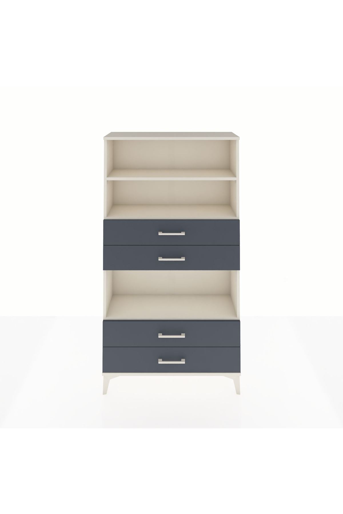 Arges Dolap 3 Raflı 4 Çekmeceli 88x30x163 Aytaşı-Antrasit