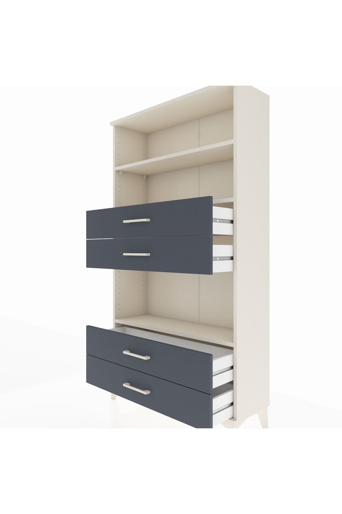 Arges Dolap 3 Raflı 4 Çekmeceli 88x30x163 Aytaşı-Antrasit