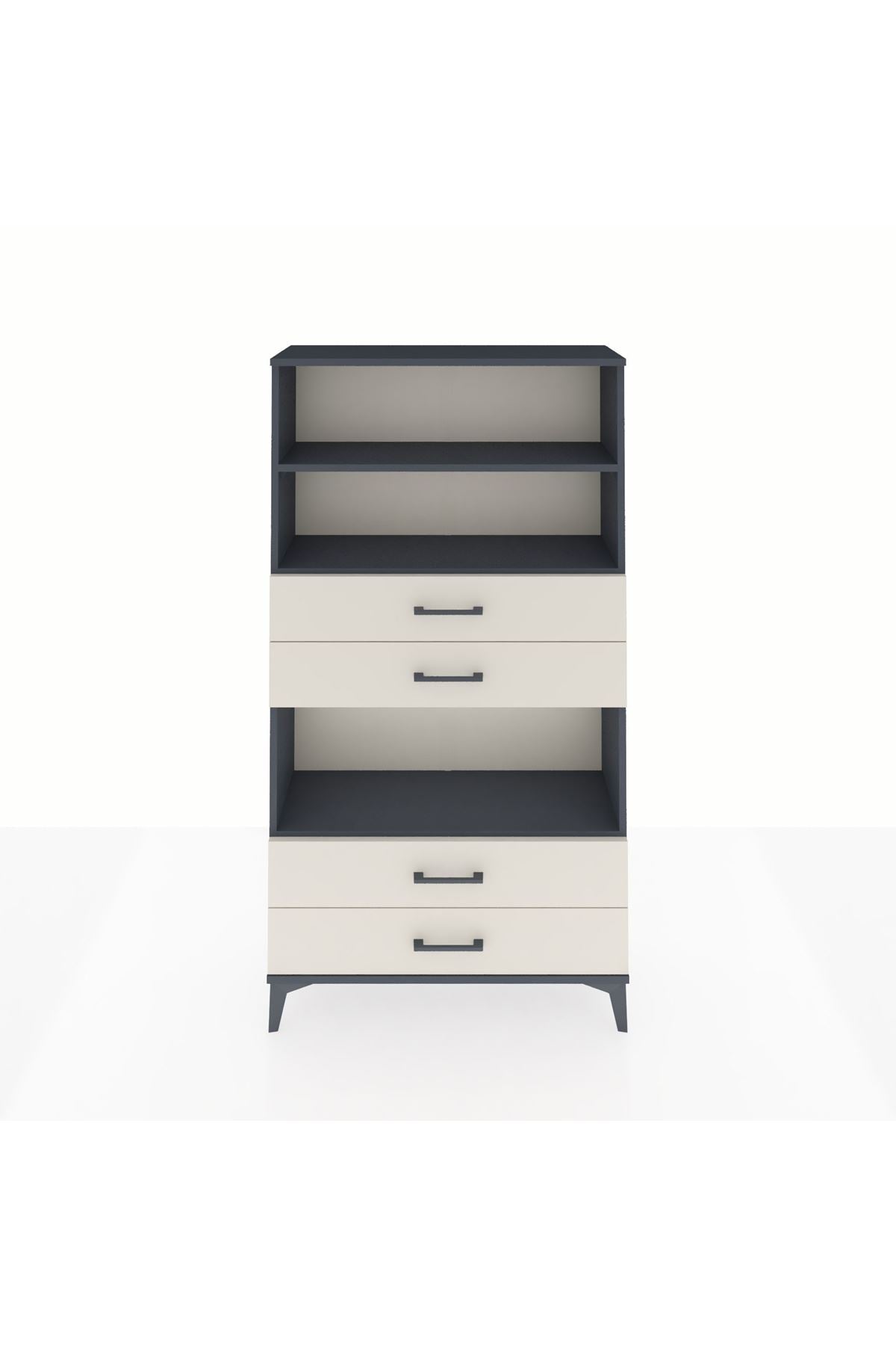 Arges Dolap 3 Raflı 4 Çekmeceli 88x30x163 Antrasit-Aytaşı