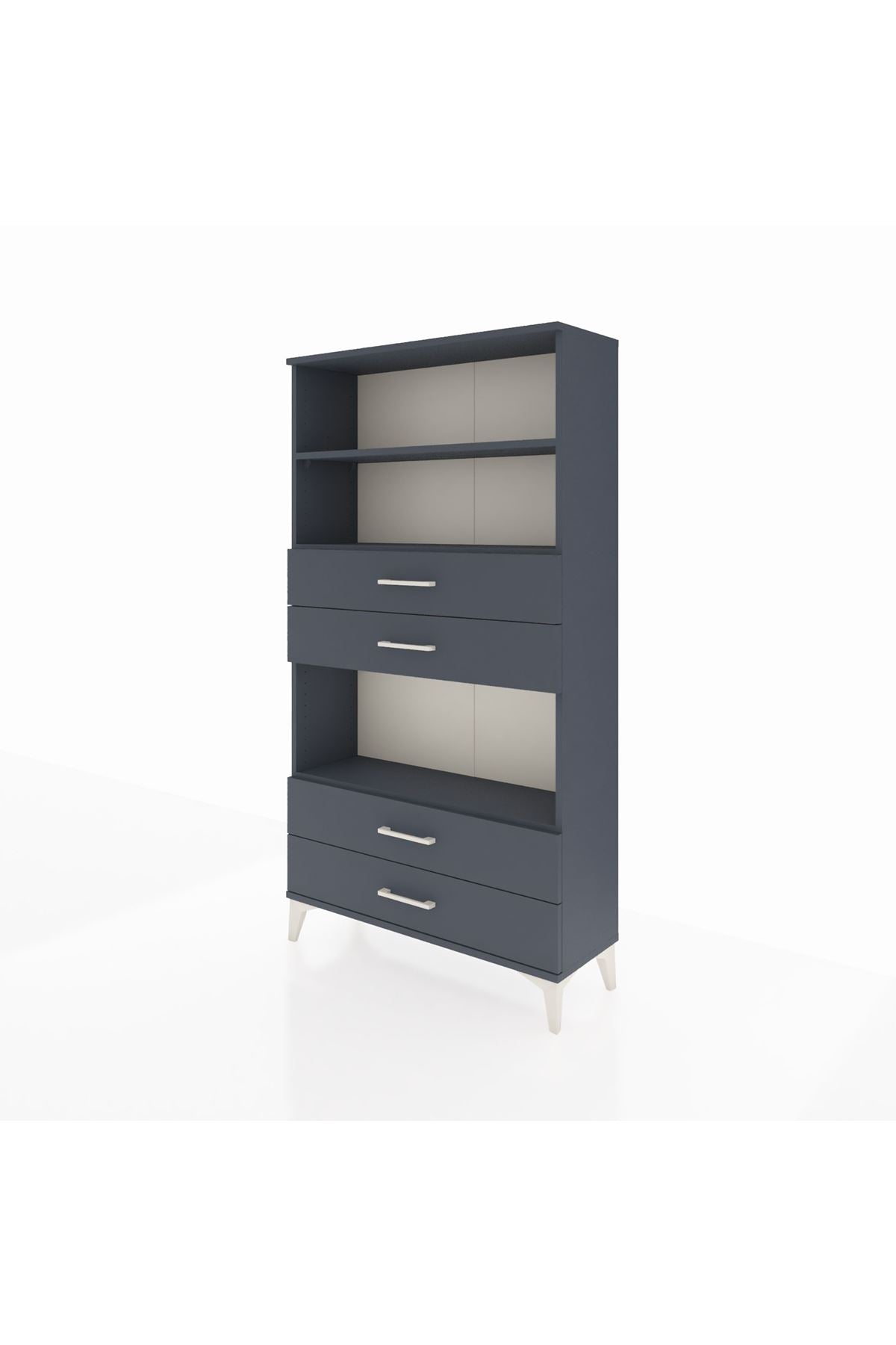 Arges Dolap 3 Raflı 4 Çekmeceli 88x30x163 Antrasit-Antrasit