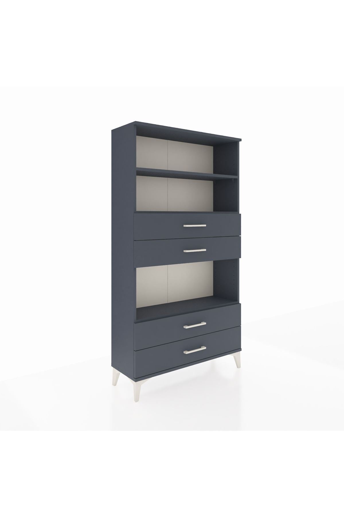 Arges Dolap 3 Raflı 4 Çekmeceli 88x30x163 Antrasit-Antrasit