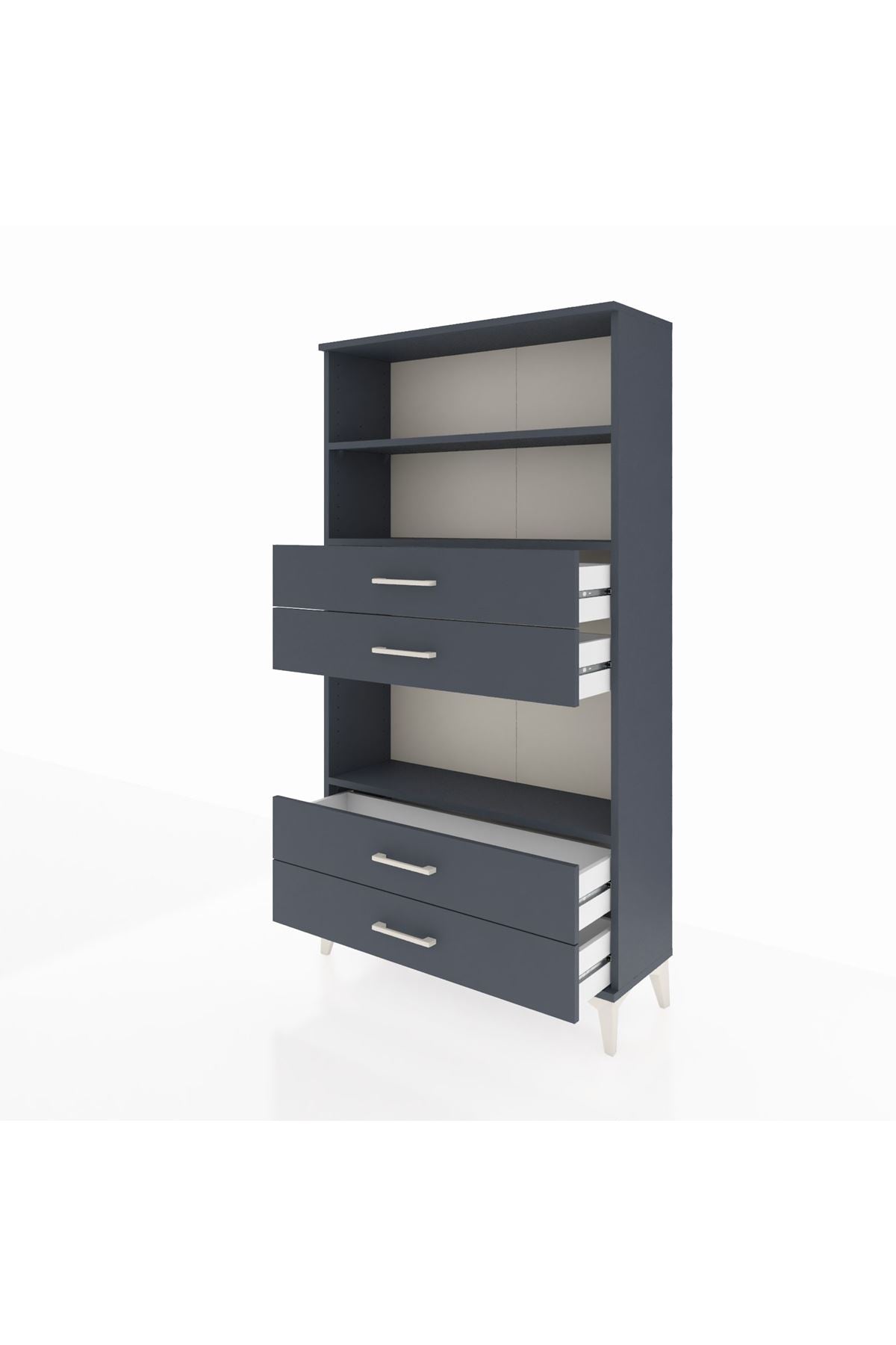 Arges Dolap 3 Raflı 4 Çekmeceli 88x30x163 Antrasit-Antrasit