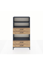 Arges Dolap 3 Raflı 4 Çekmeceli 88x30x163 Antrasit-Çam