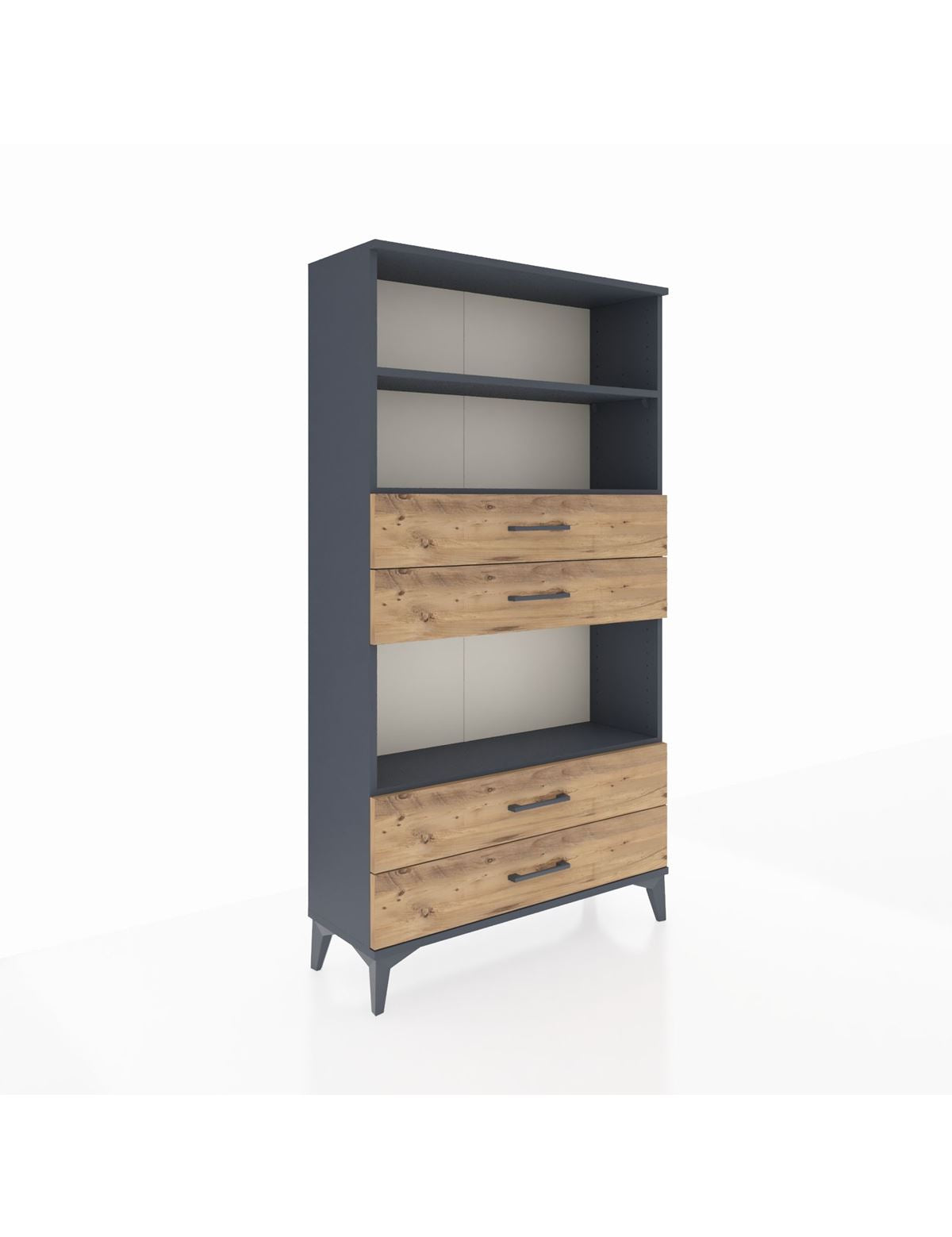 Arges Dolap 3 Raflı 4 Çekmeceli 88x30x163 Antrasit-Çam