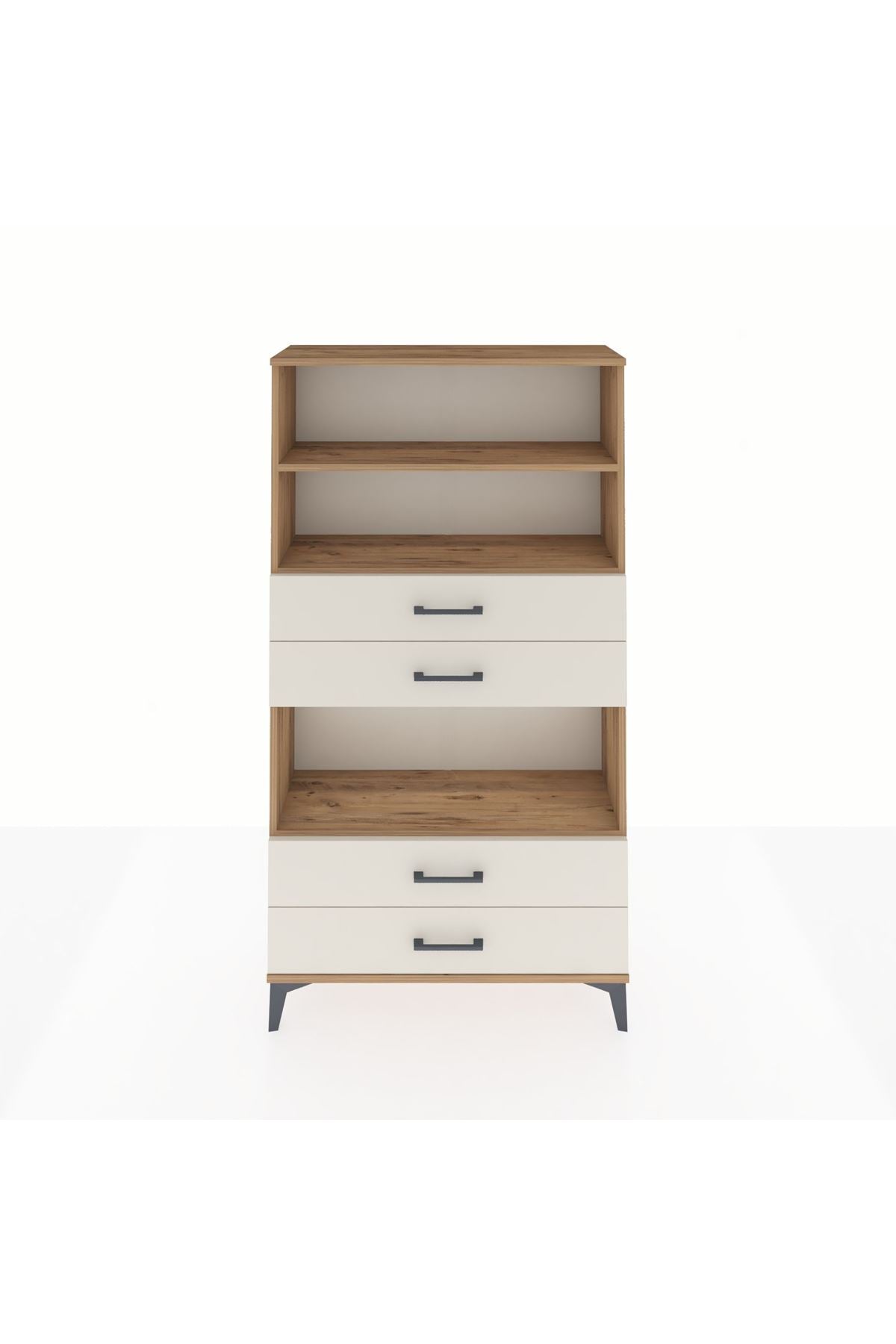 Arges Dolap 3 Raflı 4 Çekmeceli 88x30x163 Çam-Aytaşı