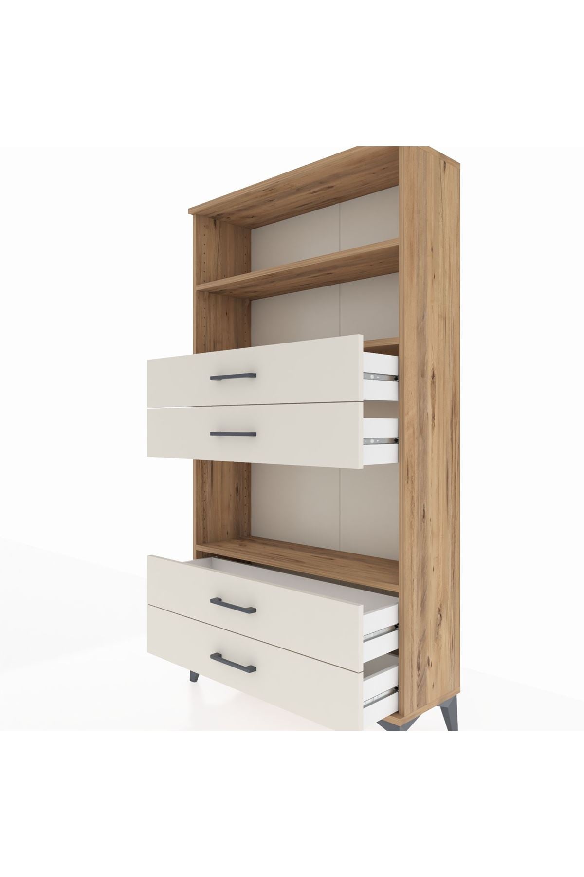 Arges Dolap 3 Raflı 4 Çekmeceli 88x30x163 Çam-Aytaşı