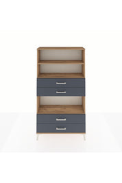 Arges Dolap 3 Raflı 4 Çekmeceli 88x30x163 Çam-Antrasit