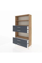 Arges Dolap 3 Raflı 4 Çekmeceli 88x30x163 Çam-Antrasit