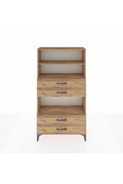 Arges Dolap 3 Raflı 4 Çekmeceli 88x30x163 Çam-Çam