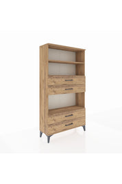 Arges Dolap 3 Raflı 4 Çekmeceli 88x30x163 Çam-Çam