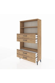 Arges Dolap 3 Raflı 4 Çekmeceli 88x30x163 Çam-Çam