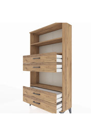 Arges Dolap 3 Raflı 4 Çekmeceli 88x30x163 Çam-Çam