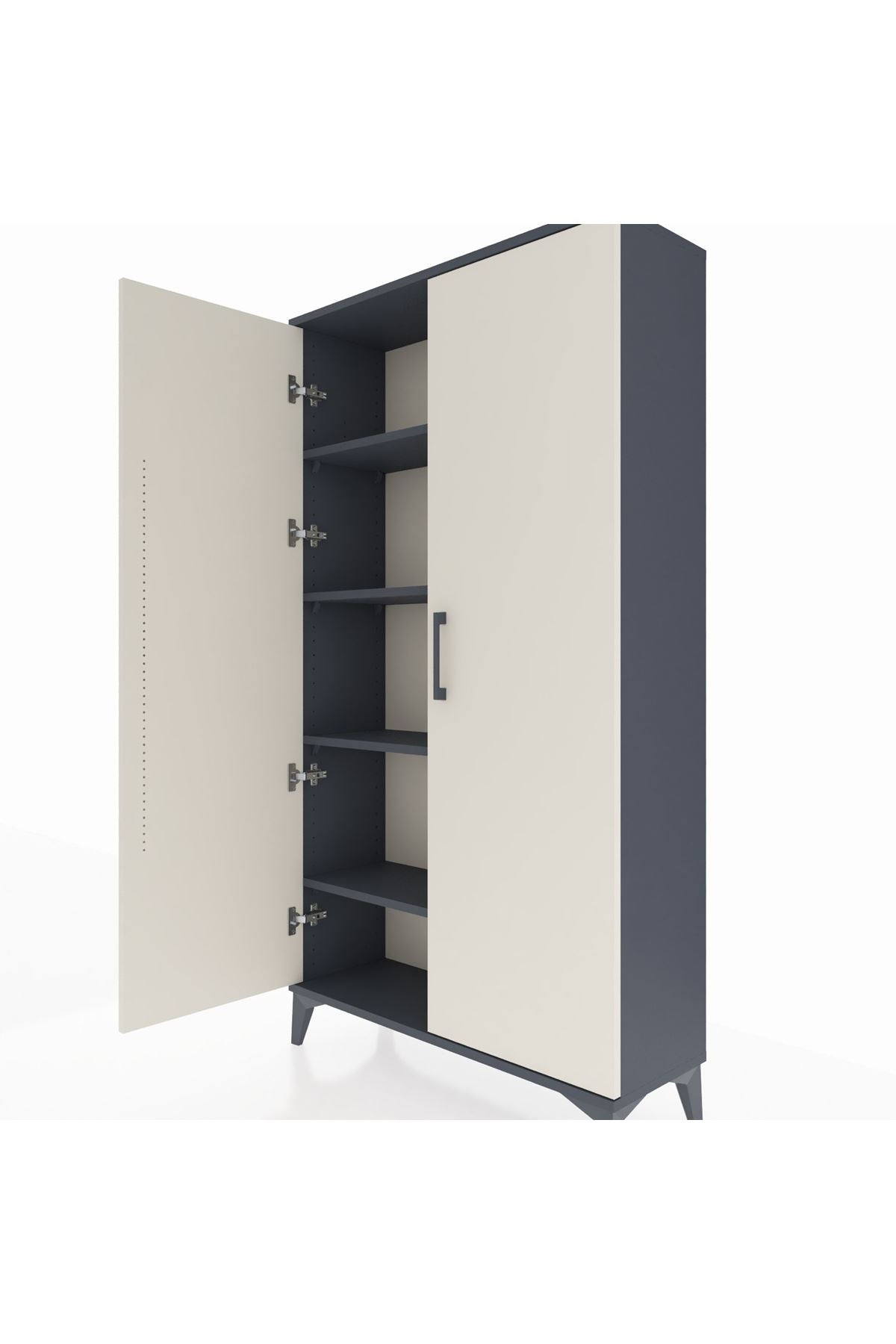 Arges Dolap 4 Raflı 2 Kapaklı 88x30x163 Antrasit-Aytaşı