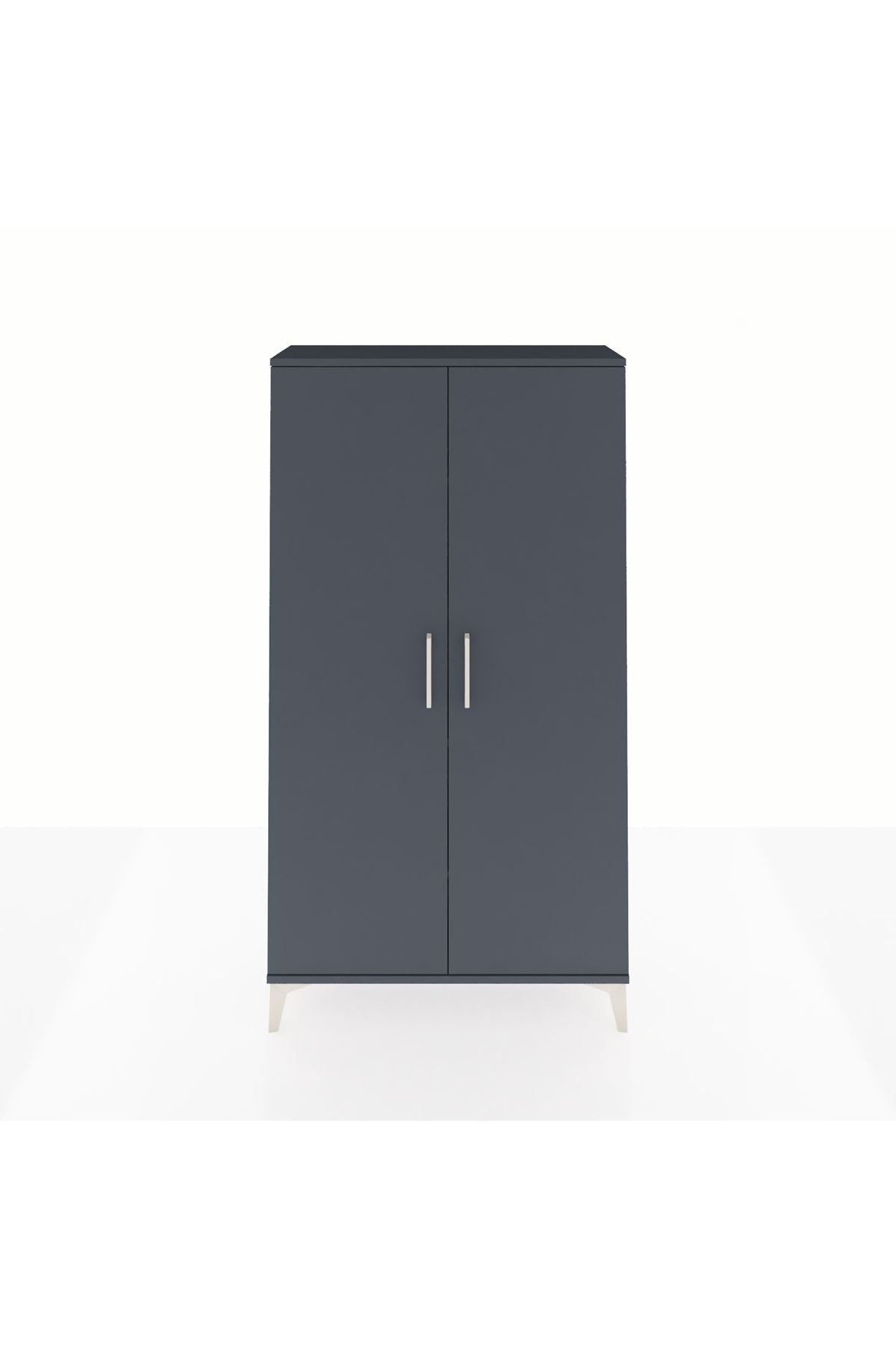 Arges Dolap 4 Raflı 2 Kapaklı 88x30x163 Antrasit-Antrasit