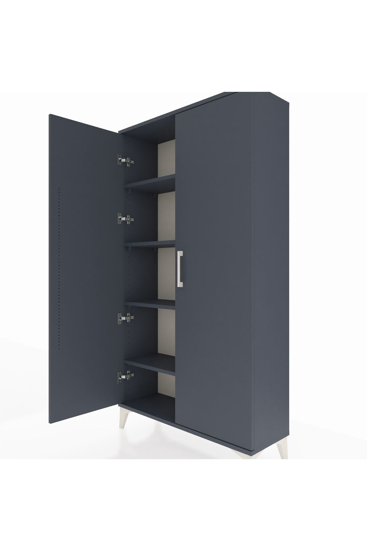 Arges Dolap 4 Raflı 2 Kapaklı 88x30x163 Antrasit-Antrasit