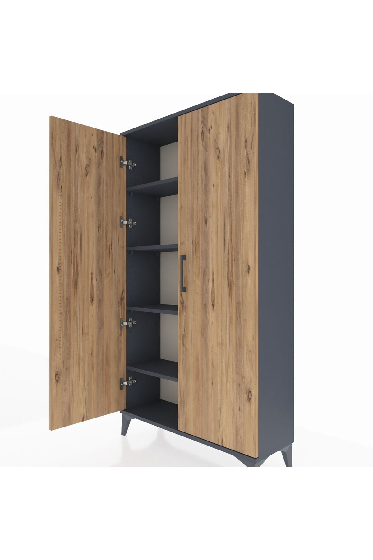 Arges Dolap 4 Raflı 2 Kapaklı 88x30x163 Antrasit-Çam