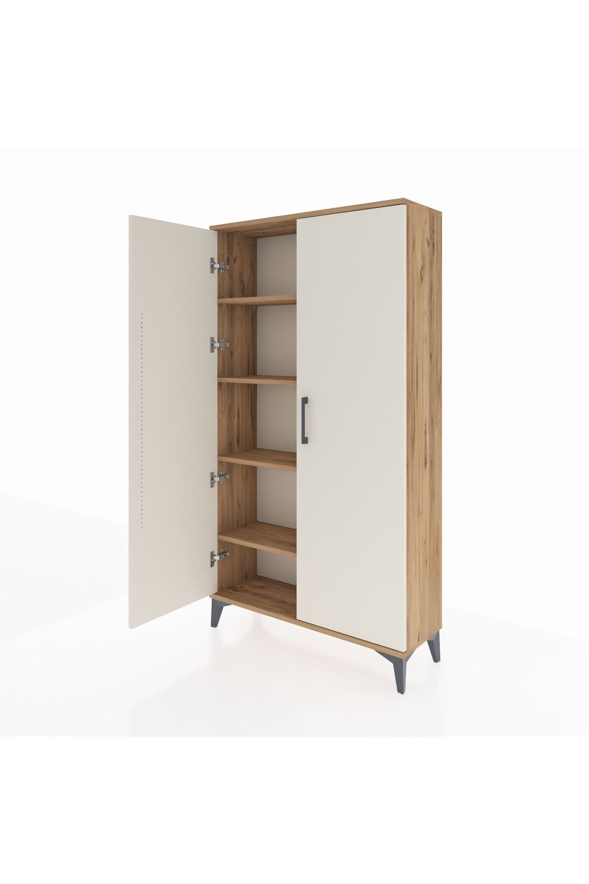 Arges Dolap 4 Raflı 2 Kapaklı 88x30x163 Çam-Aytaşı