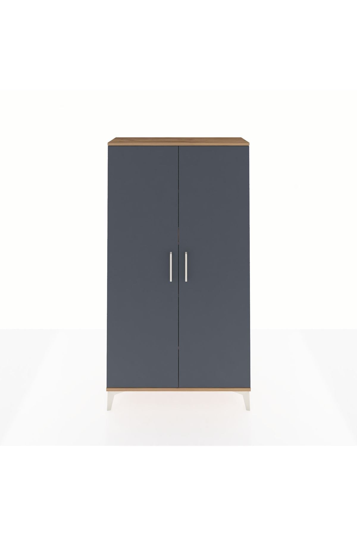 Arges Dolap 4 Raflı 2 Kapaklı 88x30x163 Çam-Antrasit