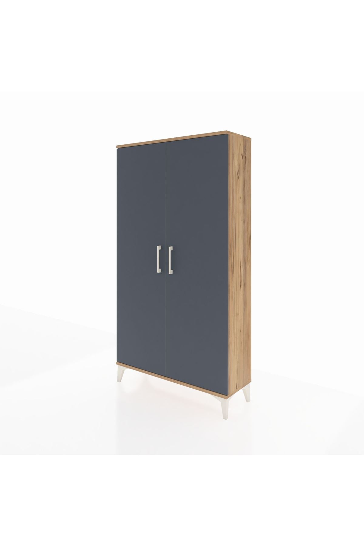 Arges Dolap 4 Raflı 2 Kapaklı 88x30x163 Çam-Antrasit