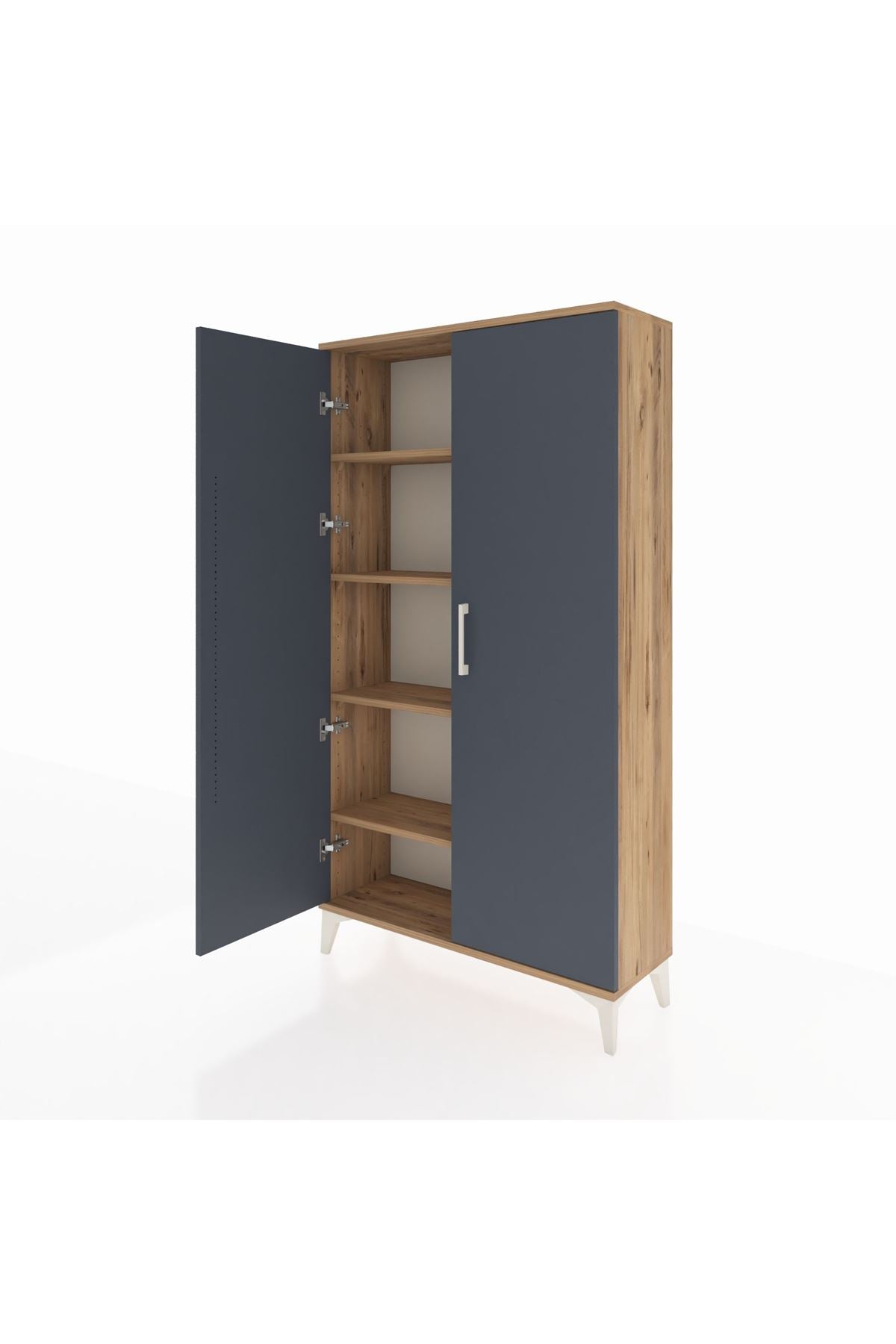 Arges Dolap 4 Raflı 2 Kapaklı 88x30x163 Çam-Antrasit