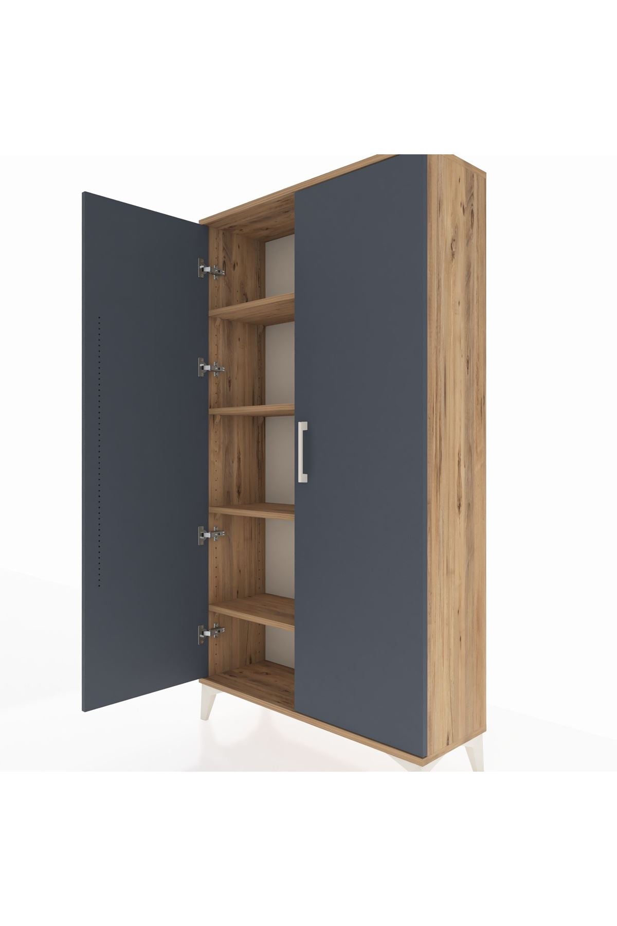 Arges Dolap 4 Raflı 2 Kapaklı 88x30x163 Çam-Antrasit