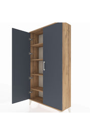 Arges Dolap 4 Raflı 2 Kapaklı 88x30x163 Çam-Antrasit