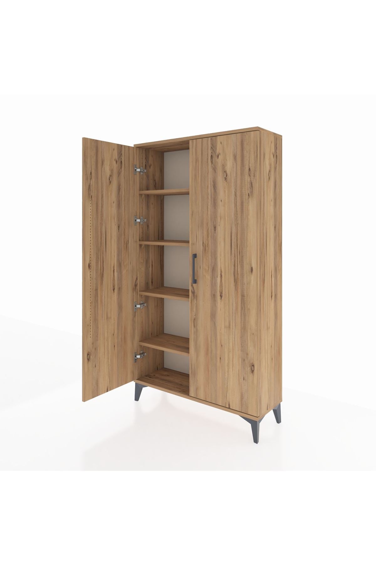 Arges Dolap 4 Raflı 2 Kapaklı 88x30x163 Çam-Çam