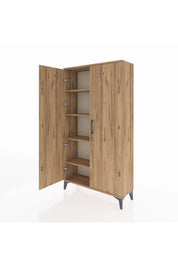 Arges Dolap 4 Raflı 2 Kapaklı 88x30x163 Çam-Çam