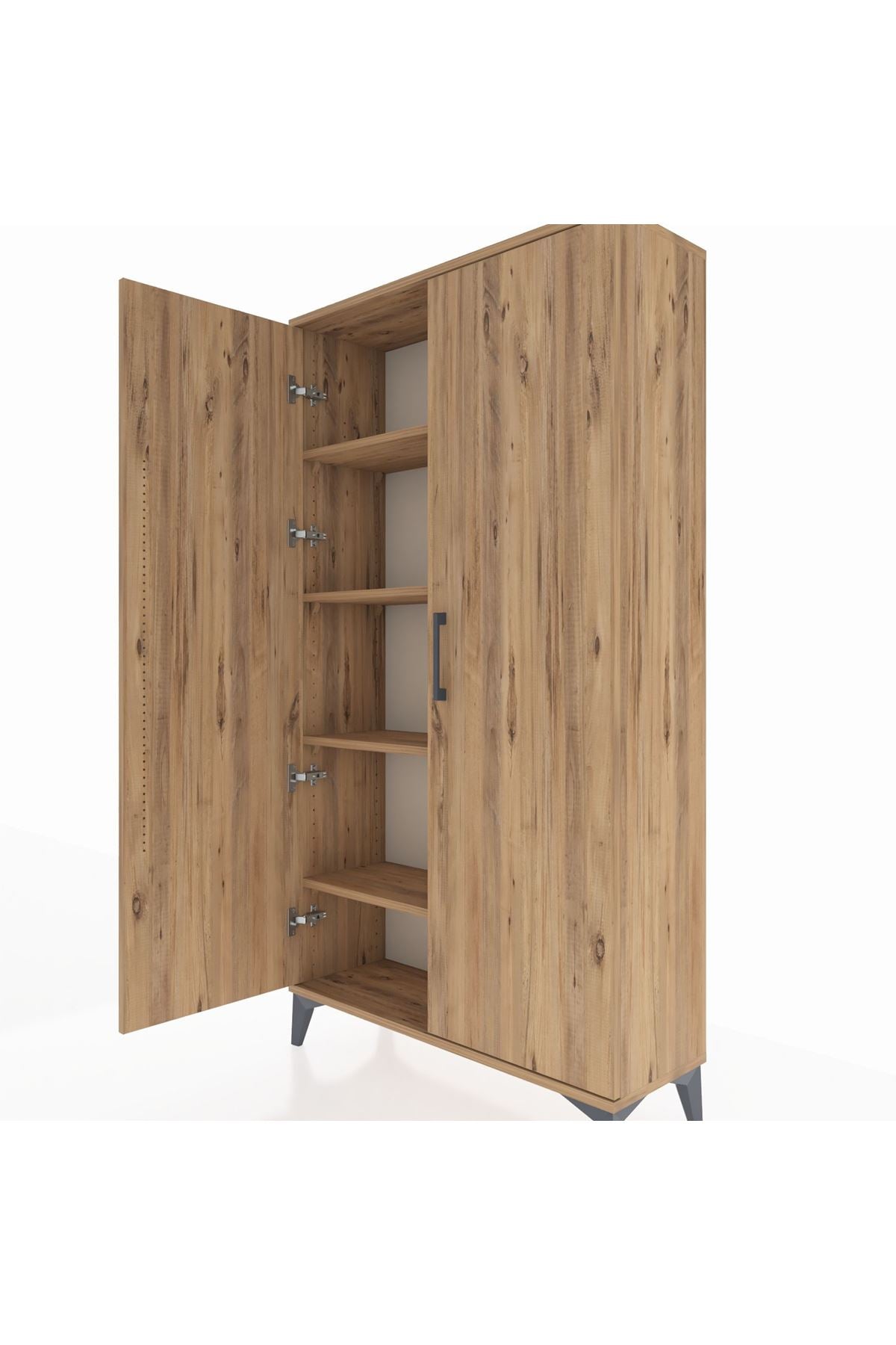 Arges Dolap 4 Raflı 2 Kapaklı 88x30x163 Çam-Çam