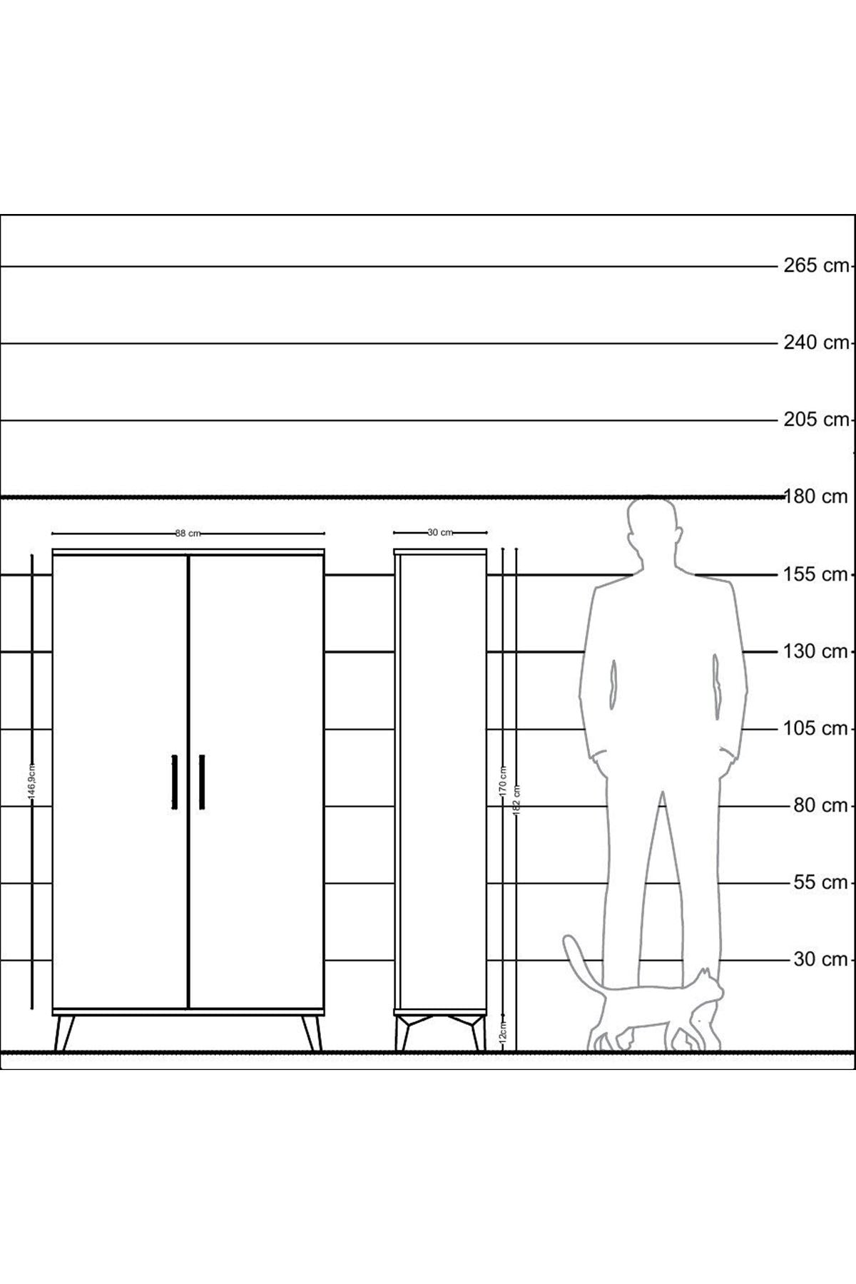 Arges Dolap 4 Raflı 2 Kapaklı 88x30x163 Çam-Çam