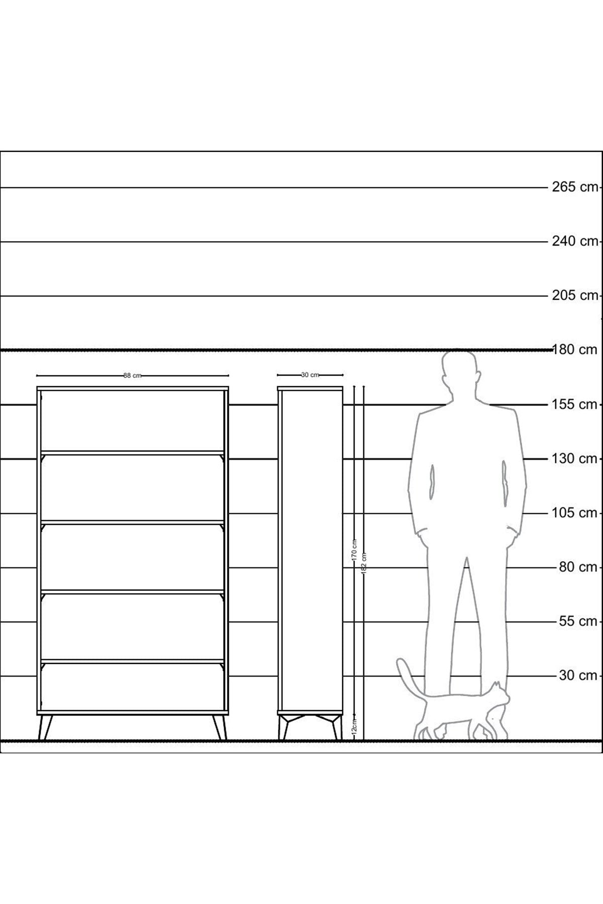 Arges Dolap 4 Raflı 88x30x163 Antrasit-Antrasit