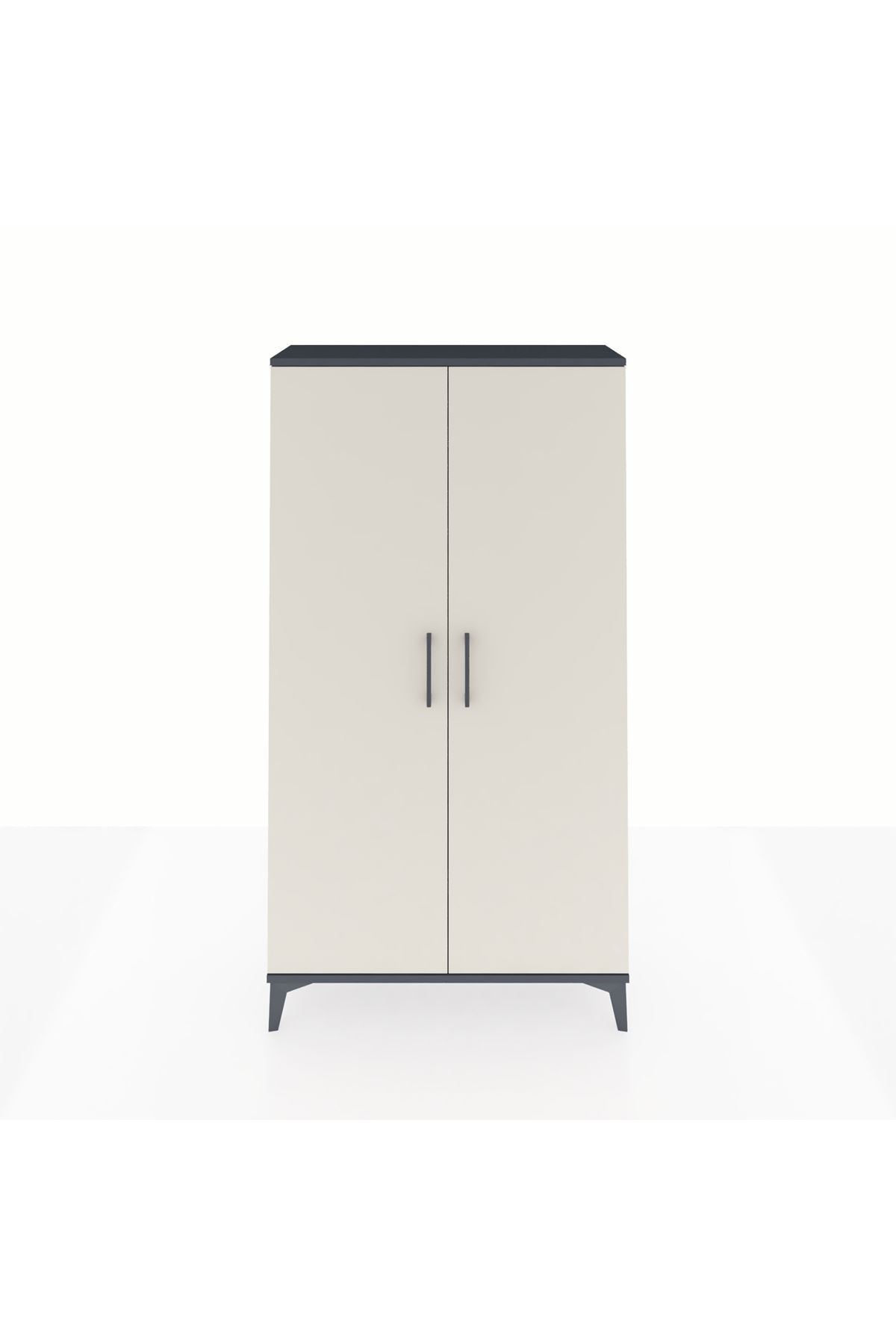Arges Dolap 2 Raflı Kapaklı Tek Askılı 88x30x163 Antrasit-Aytaşı