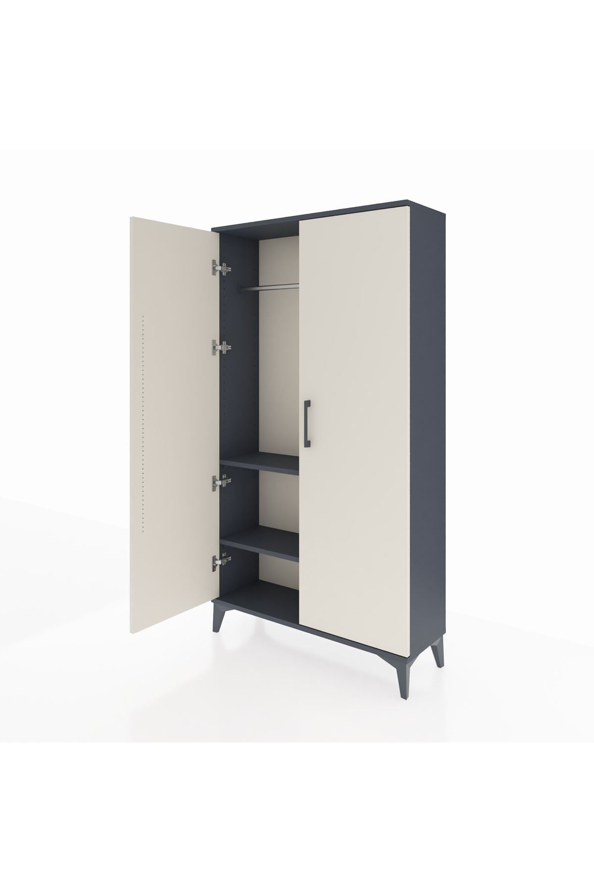 Arges Dolap 2 Raflı Kapaklı Tek Askılı 88x30x163 Antrasit-Aytaşı