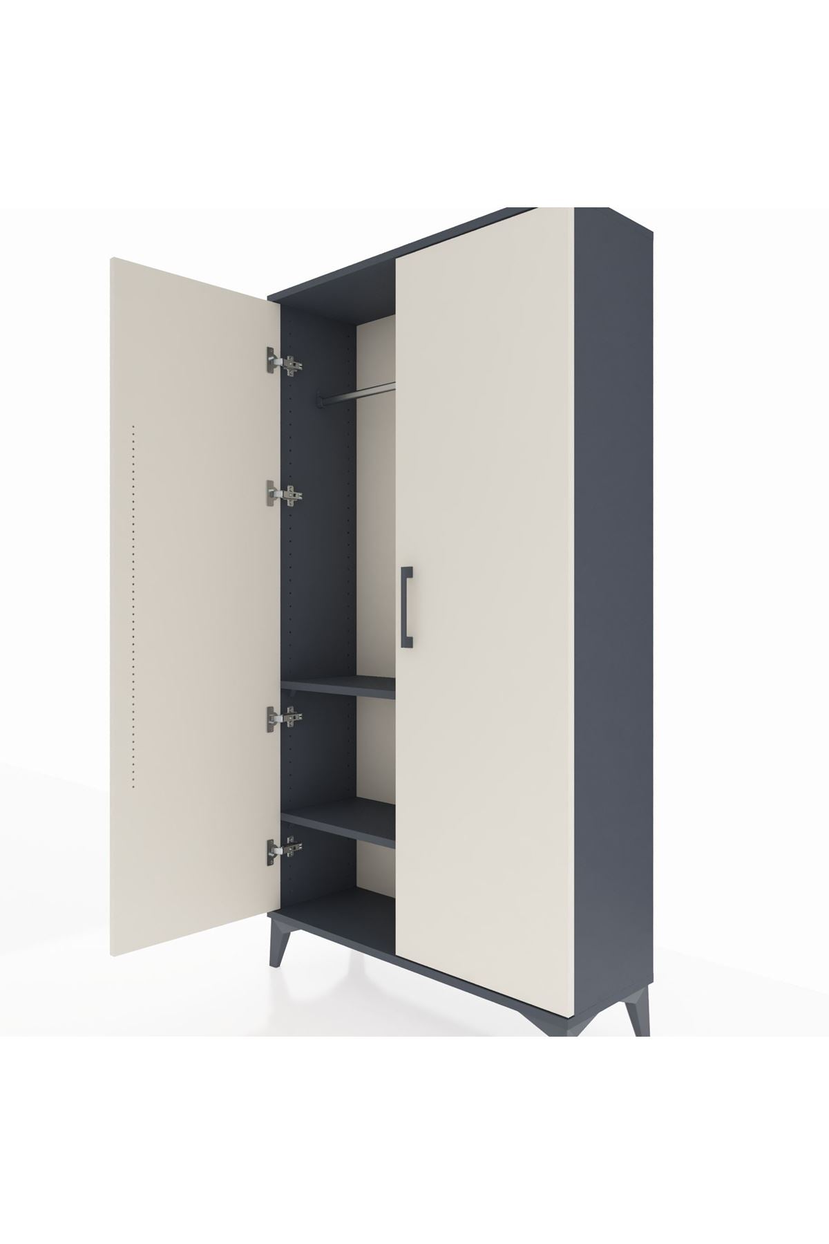 Arges Dolap 2 Raflı Kapaklı Tek Askılı 88x30x163 Antrasit-Aytaşı